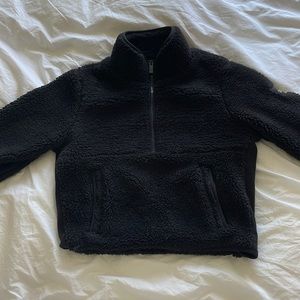 All Yoga Black Sherpa Cropped Quarter Zip